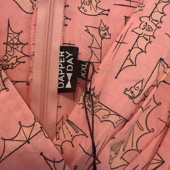 NWT Dapper Day Blushing Bats Pink Cotton Dolce Sleeveless A Line Dress Size XXL - Picture 12 of 14